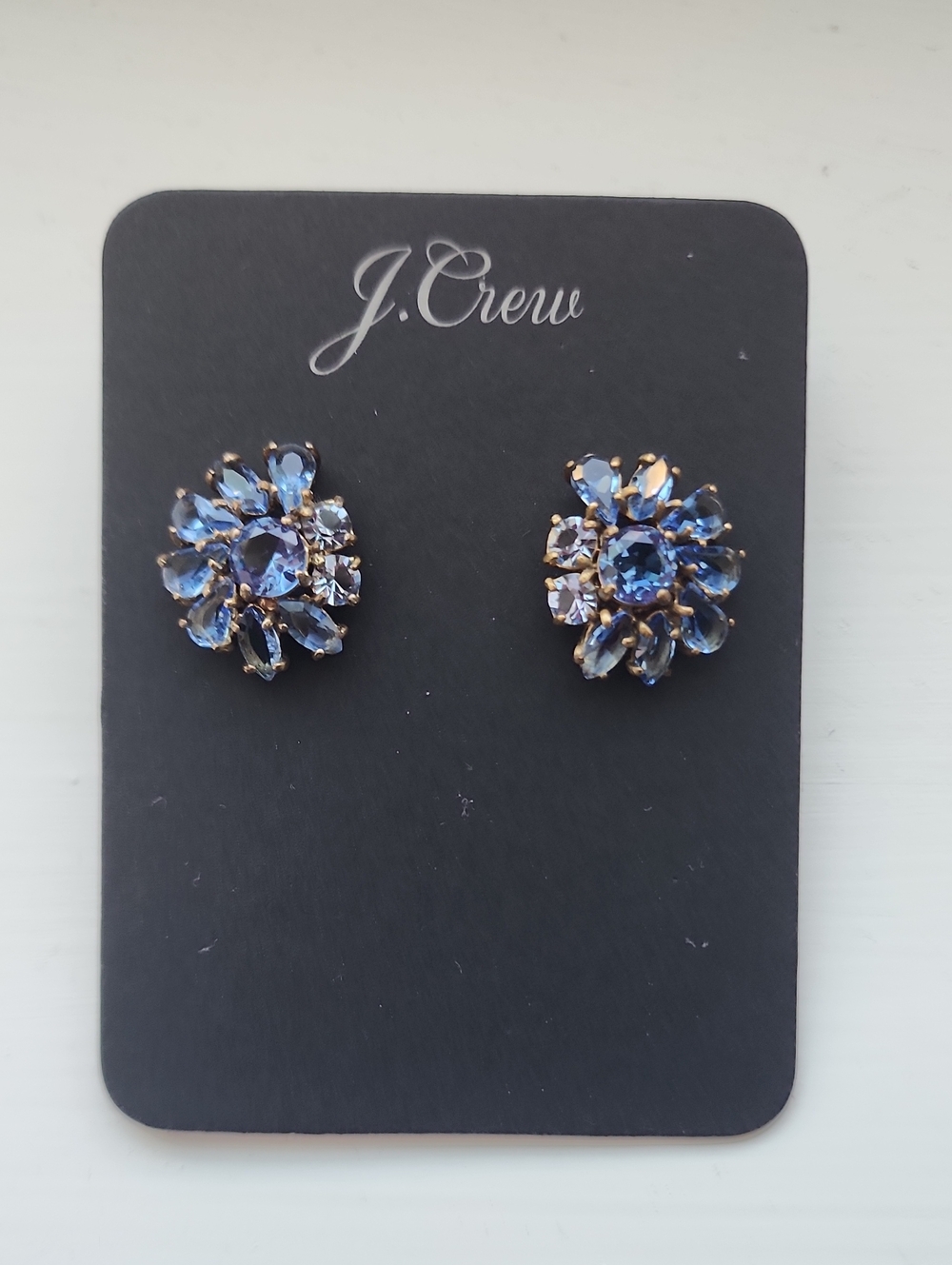 J. Crew Sapphire Blue Crystal Cluster Stud Earrings